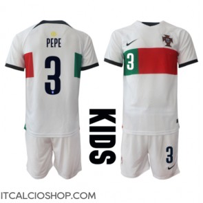 Portogallo Pepe #3 Seconda Maglia Bambino Mondiali 2022 Manica Corta (+ Pantaloni corti)